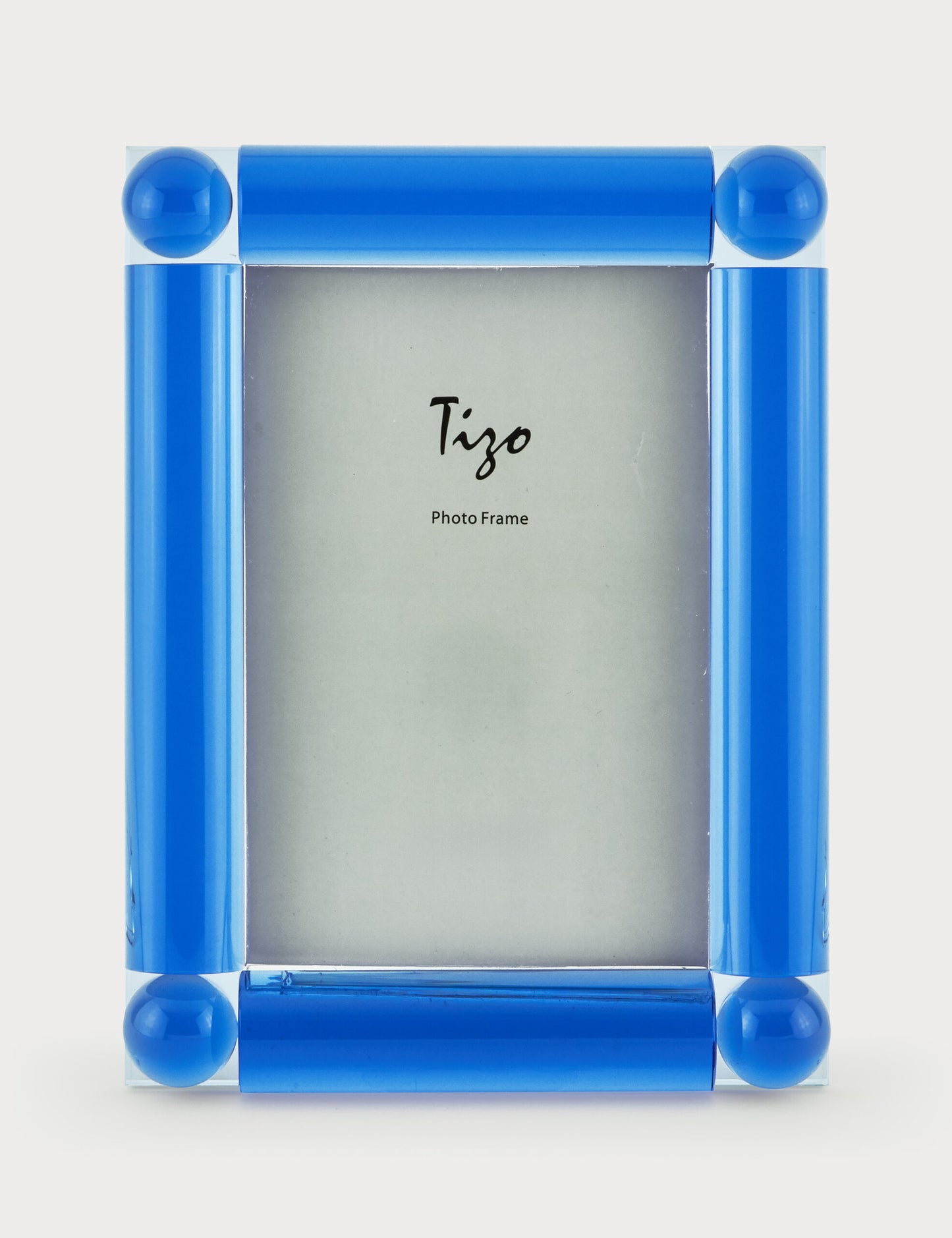 4X6 Crystal Glass Frame - 4 Ball - Blue