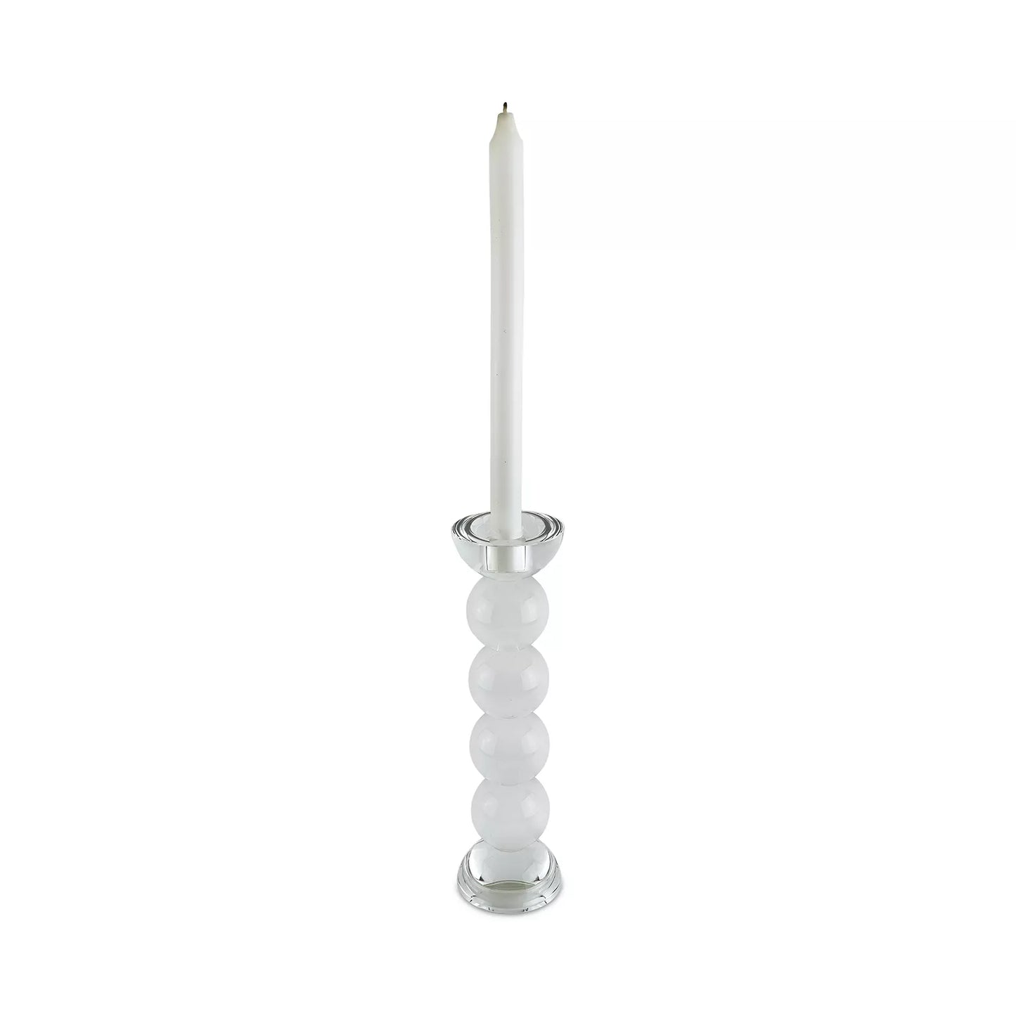 Set of 2 Crystal Glass Candle Holder - Clear Ball-Medium