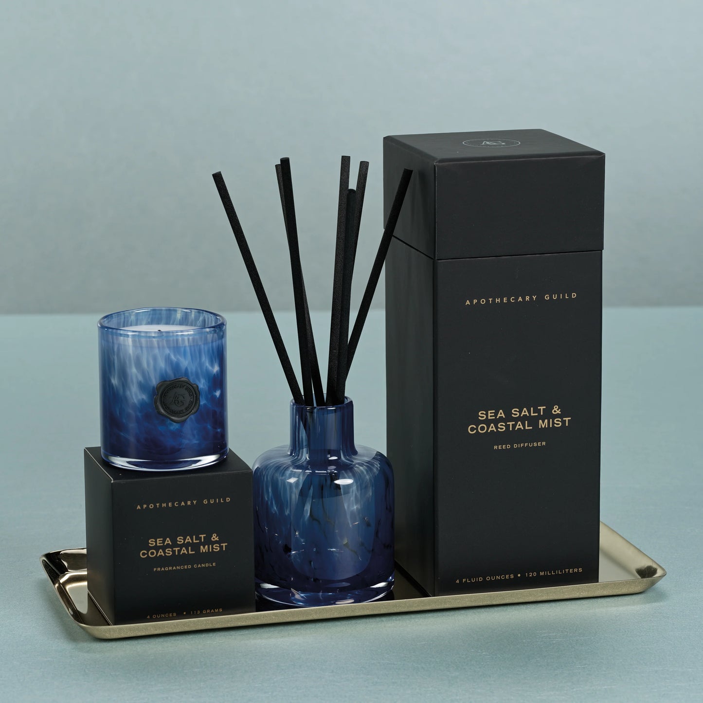 Glass Reed Diffuser in Gift Box - Sea Salt and Coastal Mist