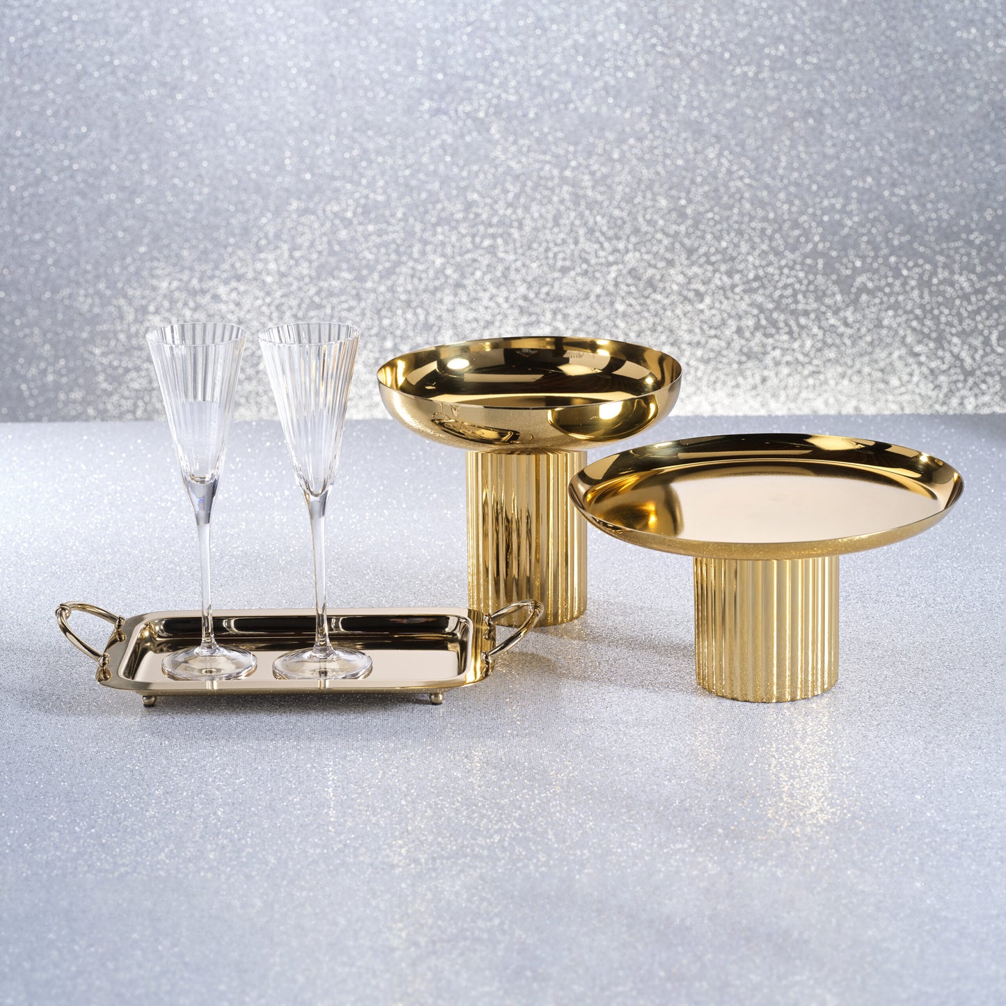 Polished Gold Footed Cake Stand