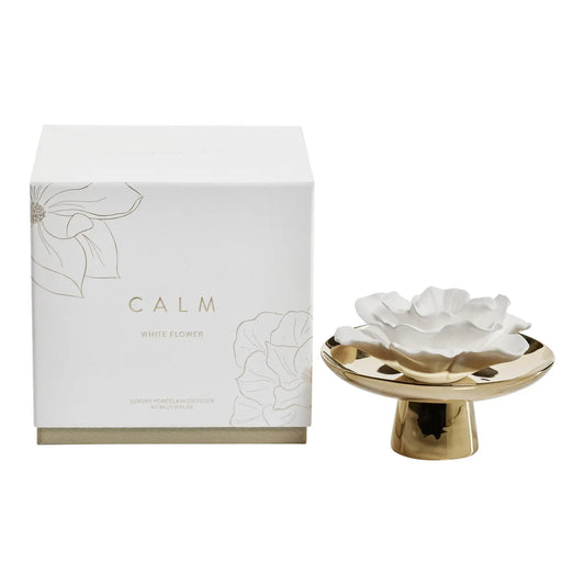 Calm white flower porcelain diffuser