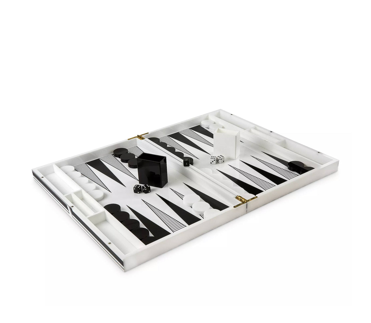 Lucite backgammon set. Black and white