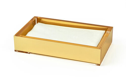 Acrylic bathroom napkin tray in gold