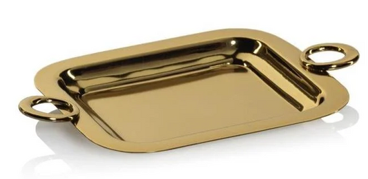 Barcardi Polished Brass Serving Tray - Gold, 10.25" x 7"