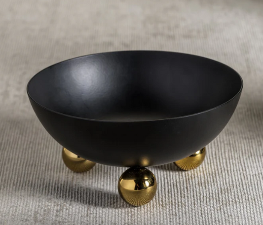 Condiment Bowl - Black with Gold Feet