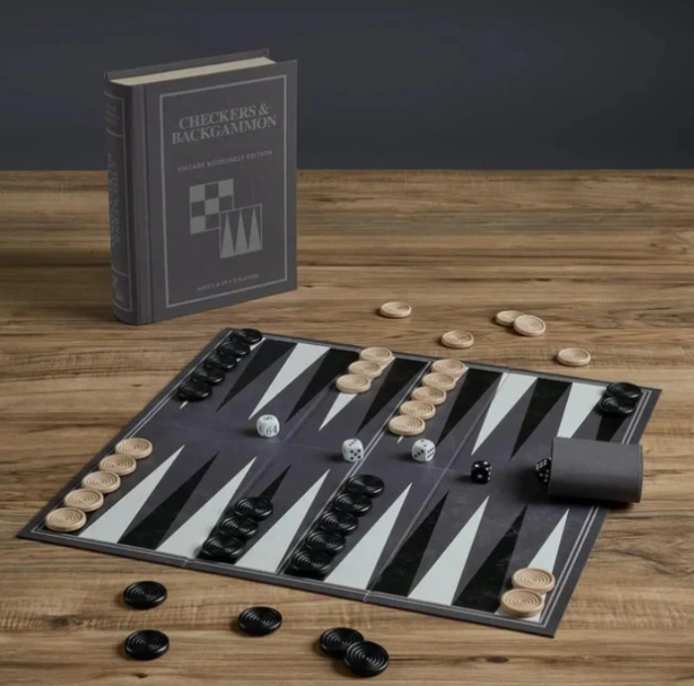 Checkers & Backgammon Vintage Bookshelf Edition