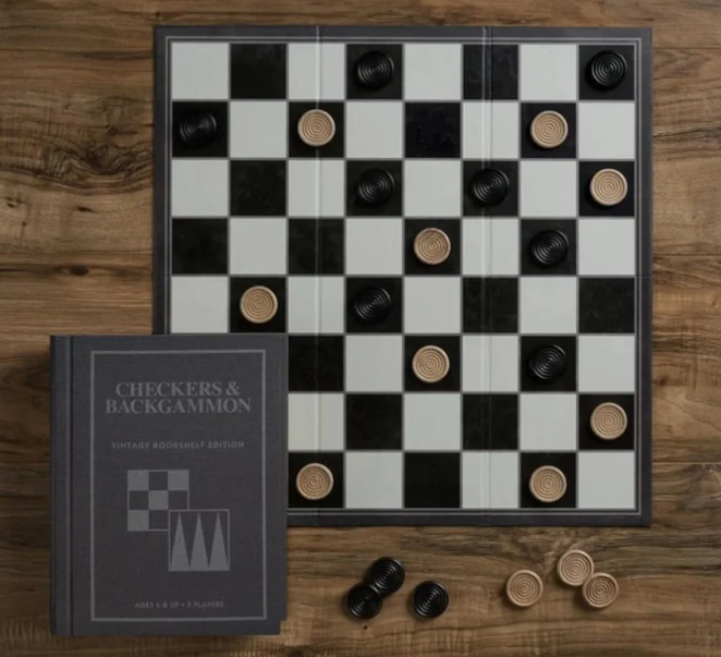 Checkers & Backgammon Vintage Bookshelf Edition